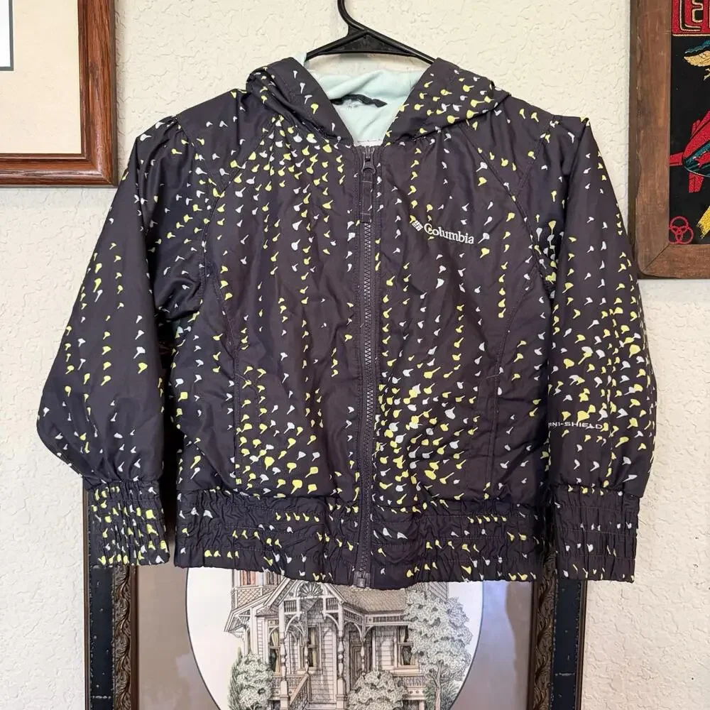 Vintage 00s Columbia Windbreaker Size‎ 6 Gray Full Zip Hooded Lined Jacket Girls